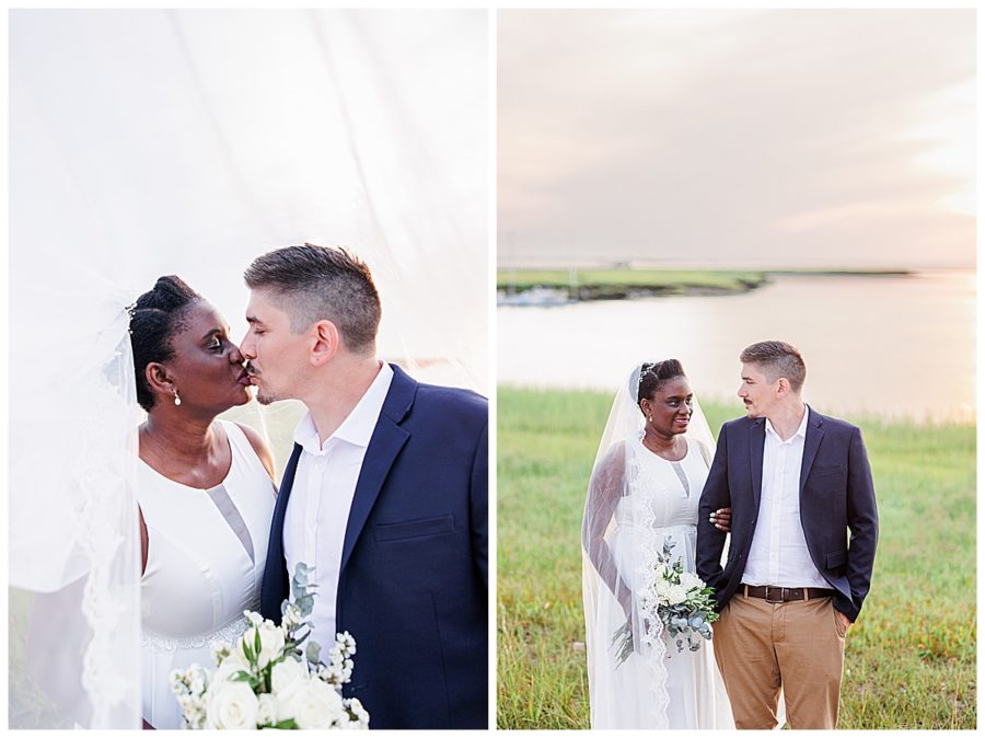 Sunset wedding portraits in Cape Cod