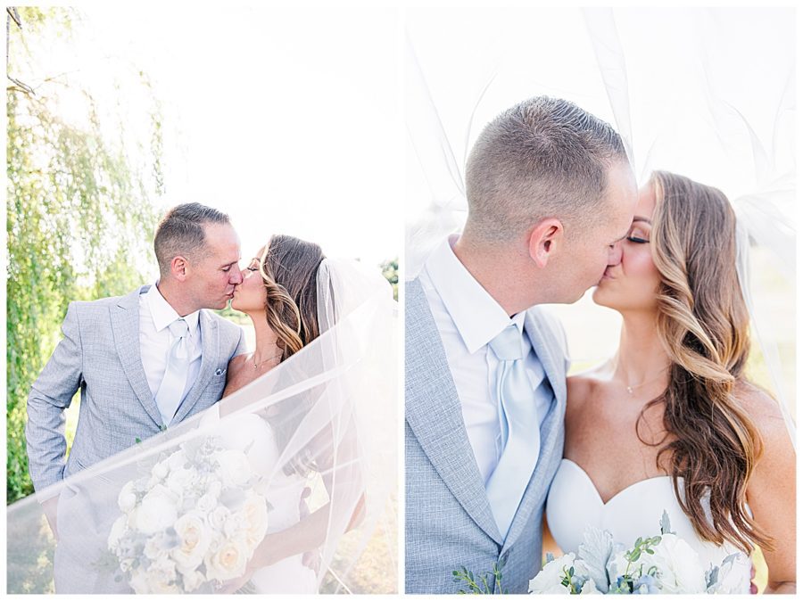 Bride and groom kiss Boston wedding photographer
