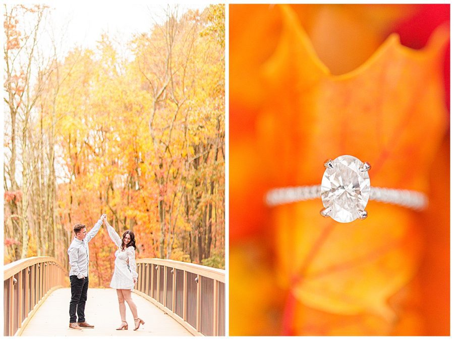 Mill Pond Park Engagement session with engagement ring