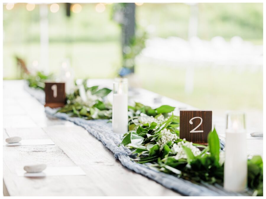 Wedding table runners at Branch and Blade Brewing Company