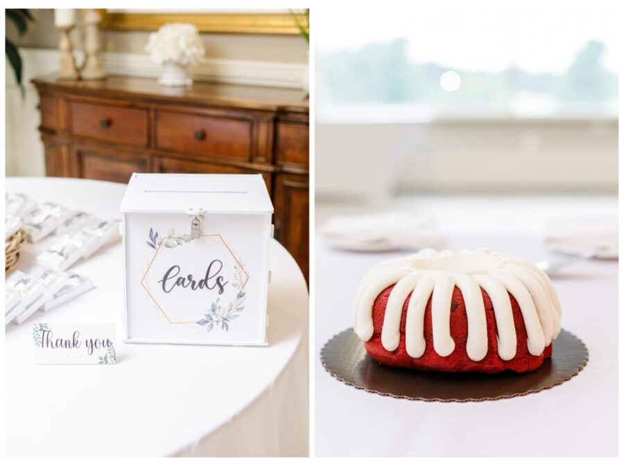 Wedding card box and cake at Pleasant Valley Country Club Sutton, MA