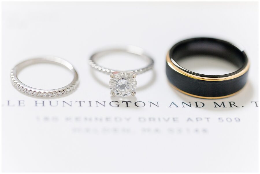Wedding rings on wedding invitation 