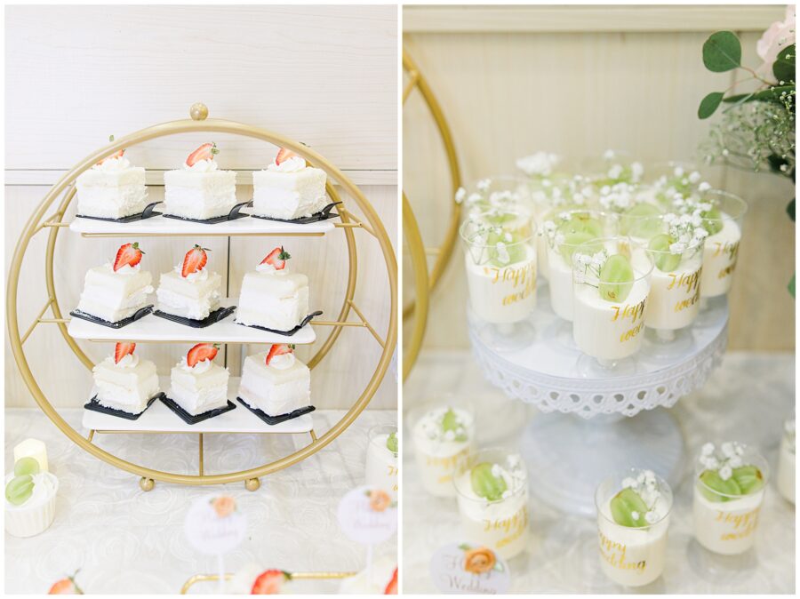 Wedding cake and mousse desserts