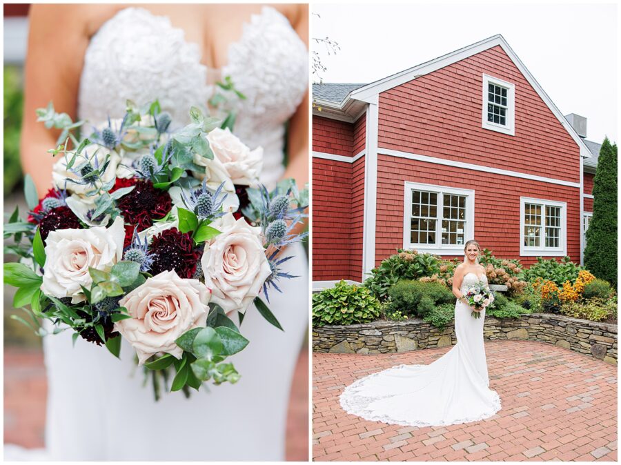 Bridal bouquet and bridal portrait at The Coonamessett wedding