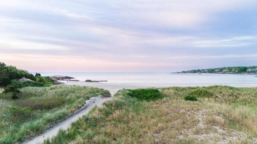 Wingaersheek Beach aerial view during sunset