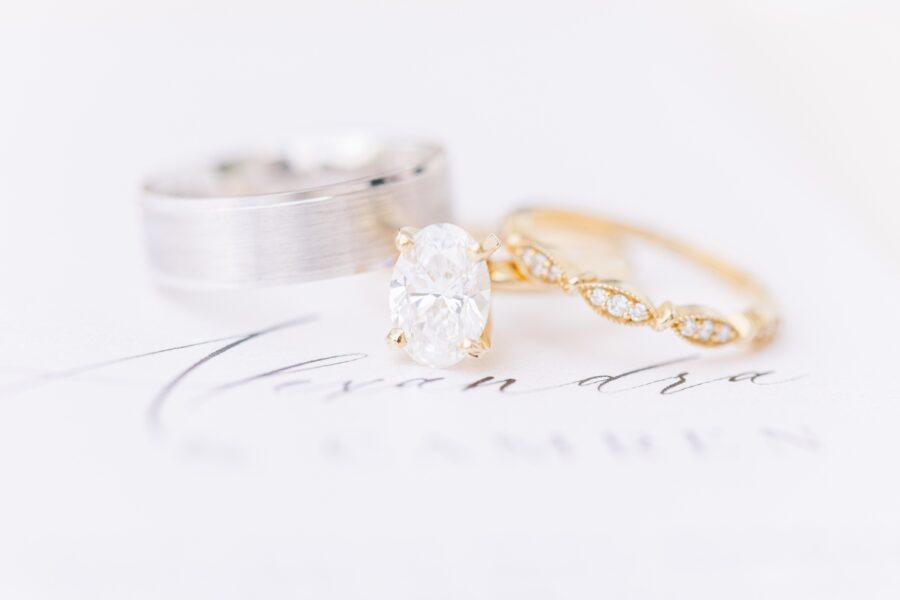 Wedding bands and engagement ring representing Boston wedding photography