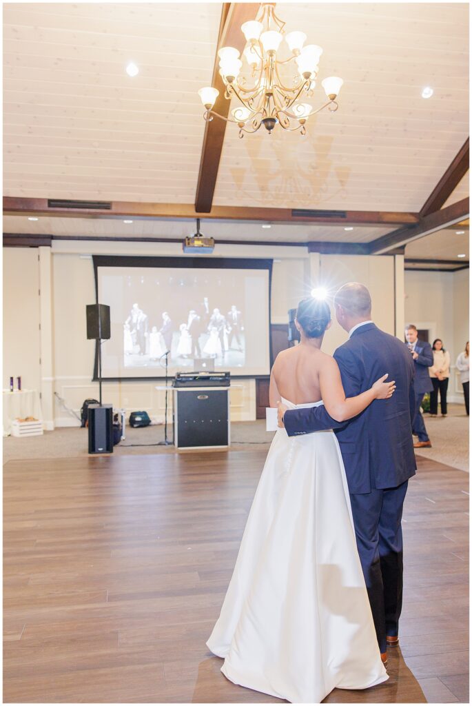 Bride and her father watching a father daughter dance at Pembroke Pines Country Club