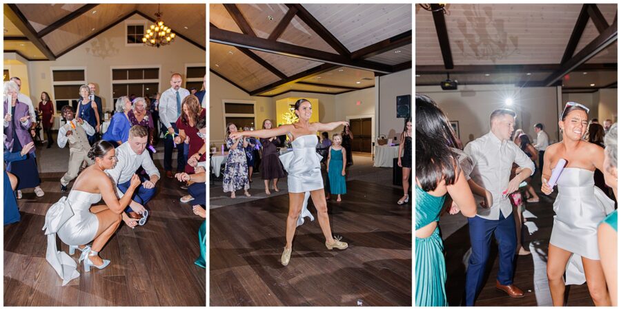 Collage of bride and groom dancing during their New Hampshire wedding reception