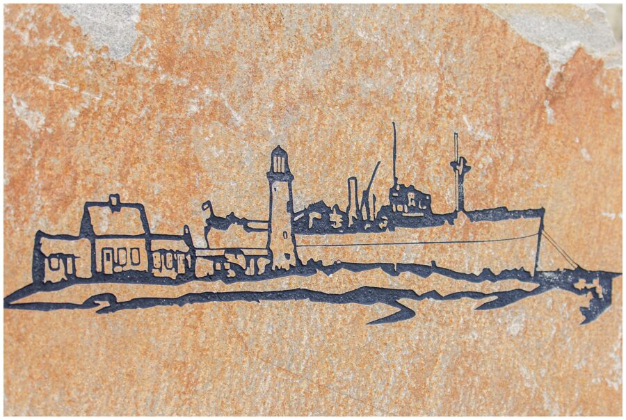 Rock detail with imprint of the shorelines at Scituate Lighthouse