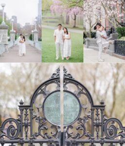 Historic Boston Public Garden gate detail photographed during elegant Beacon Hill engagement photos in Boston