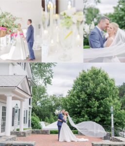 Collage of images representing a Publick House wedding in Sturbridge, MA