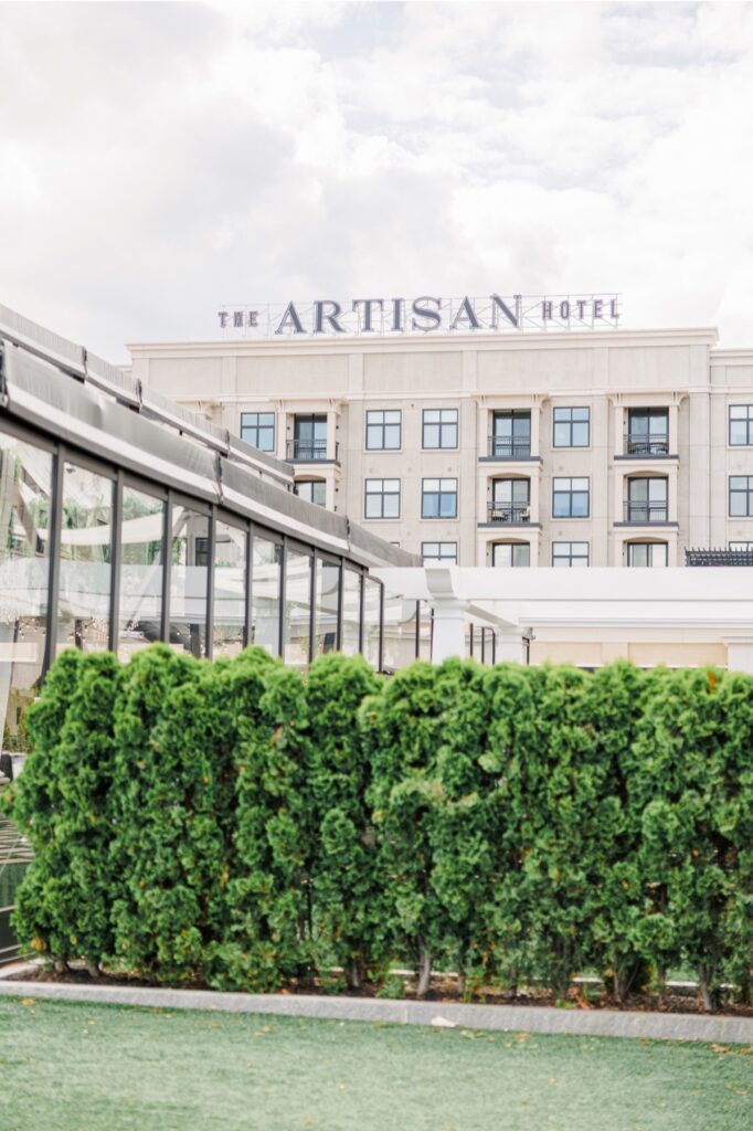 Exterior of The Artisan Hotel at Tuscan Village in Salem, New Hampshire.