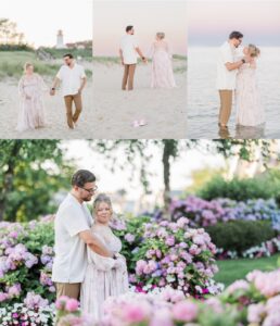 A grid of images representing a Chatham Bars Inn maternity photo session.
