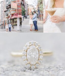 A collage of images representing Ciao Roma engagement photos in Boston's North End.